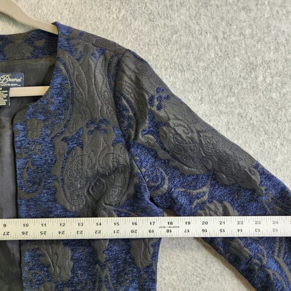Lucky Brand Blazer Womens S Blue Floral Embroidered Goth Witch Vampire Regal VTG - Picture 13 of 16